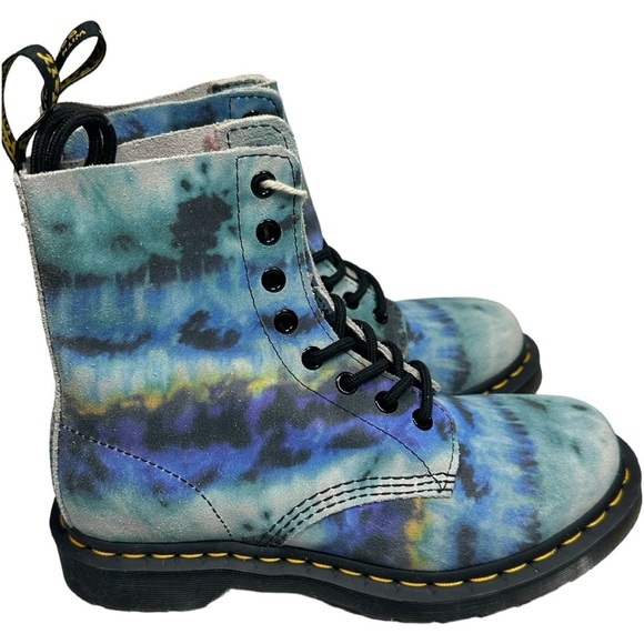 Dr. Martens NIB Pascal Blue Summer Tie Dye Lace Up Boots Women's US 7 EU 38 - Picture 6 of 14